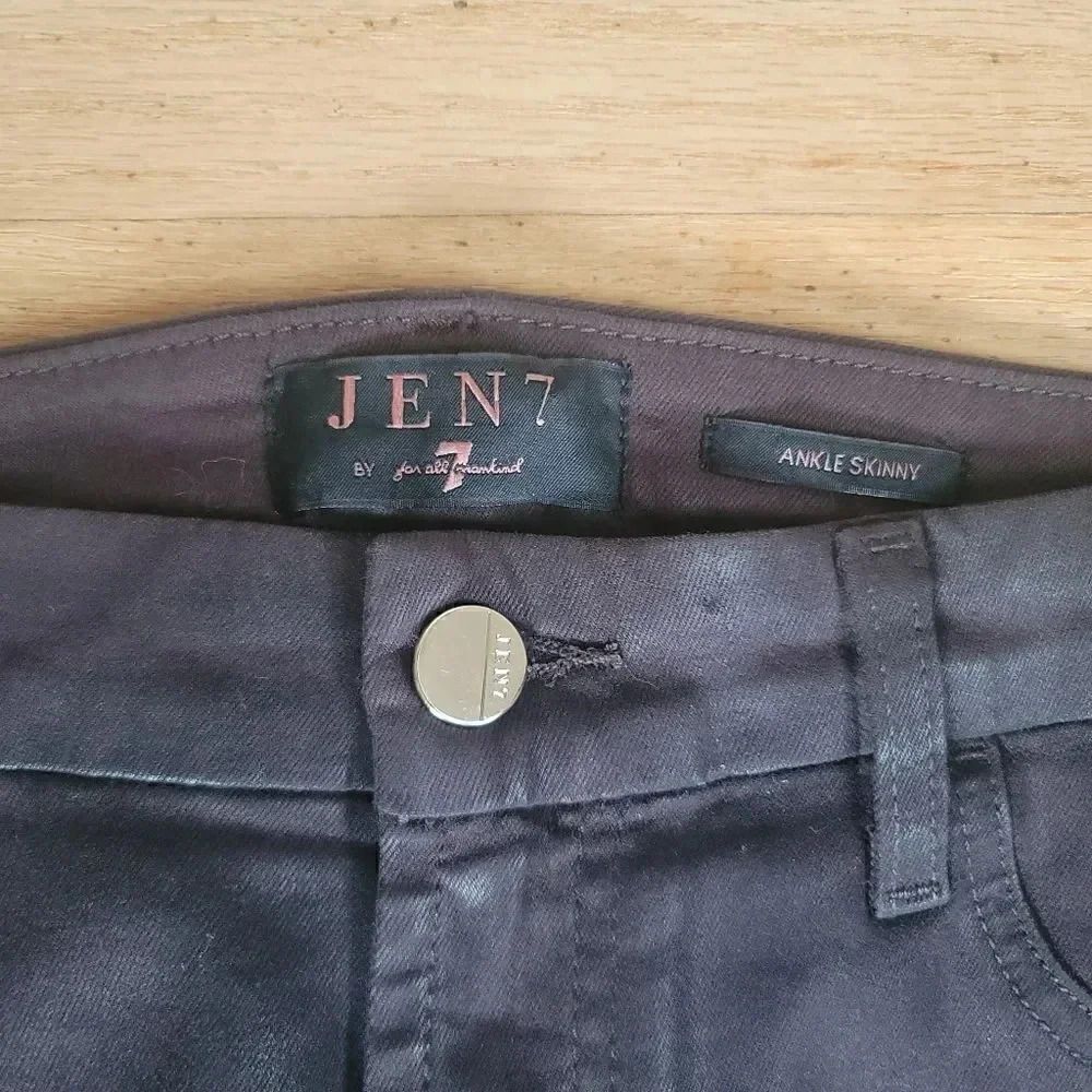 7 For All Mankind Chocolate Brown Faux Leather Pants Size 10 - Picture 7 of 11